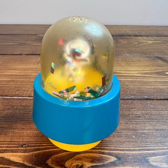Vintage Snoopy Peanuts 50th Celebration Plastic Toy Confetti Globe blue yellow - Picture 4 of 5